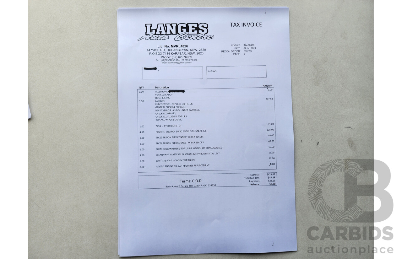 4/2015 Volkswagen Caddy Tsi160 2K MY15 3d Van White 1.2L