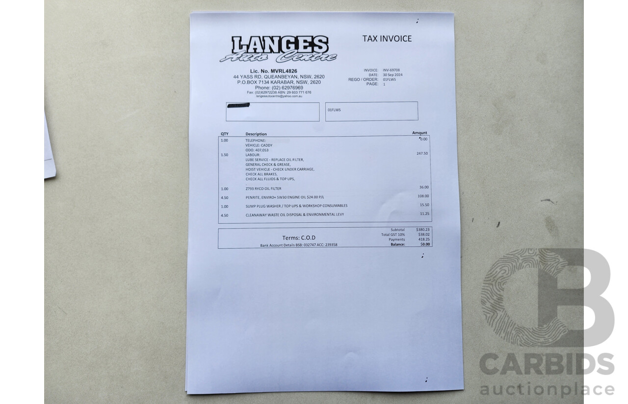 4/2015 Volkswagen Caddy Tsi160 2K MY15 3d Van White 1.2L