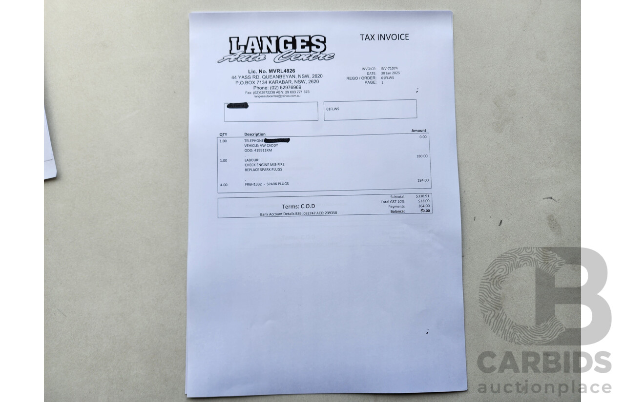 4/2015 Volkswagen Caddy Tsi160 2K MY15 3d Van White 1.2L