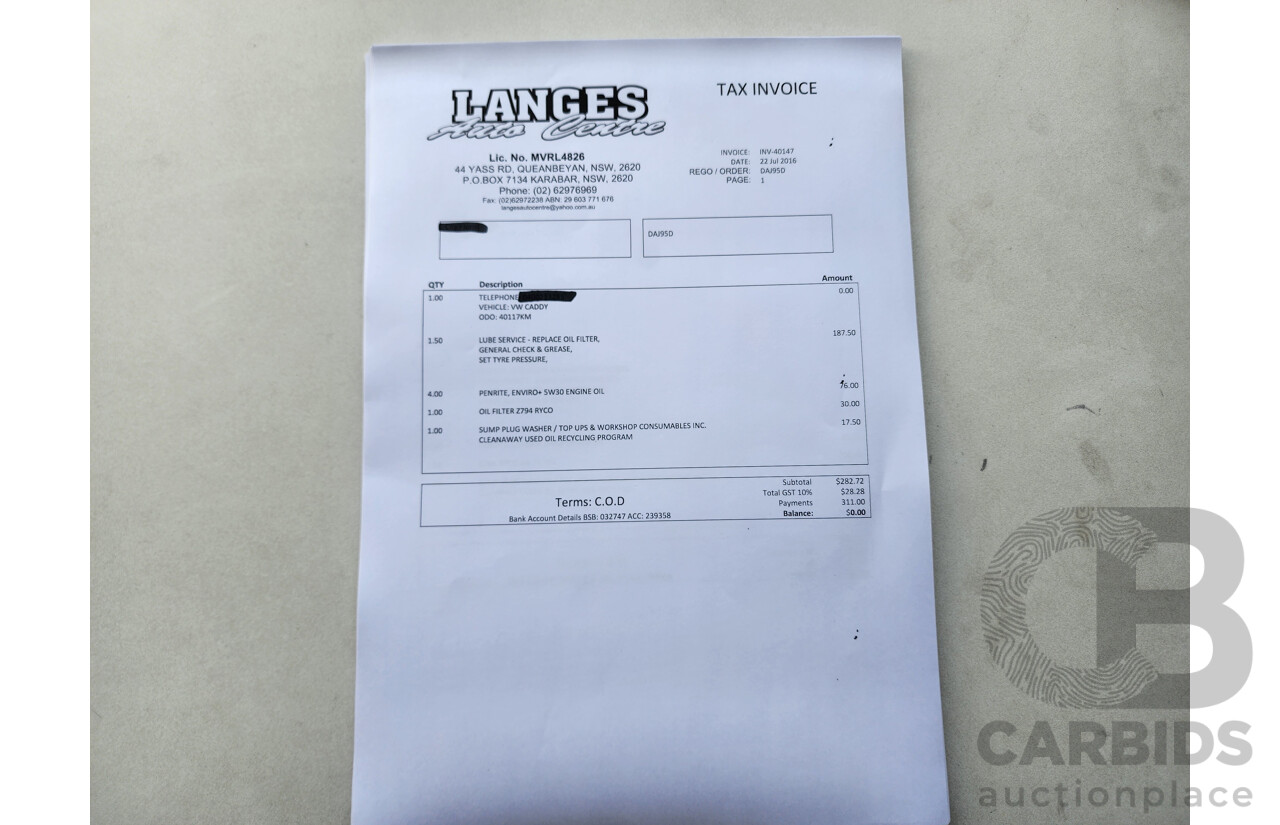 4/2015 Volkswagen Caddy Tsi160 2K MY15 3d Van White 1.2L