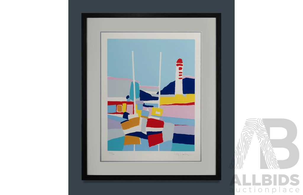 Victor Hasch (20th Century, French, 1945-2012), Bateaux, Screenprint 147/200, 58.5 x 45.5 cm (image)