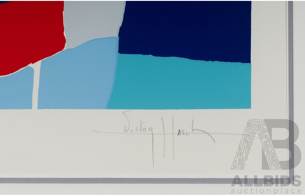 Victor Hasch (20th Century, French, 1945-2012), Bateaux, Screenprint 147/200, 58.5 x 45.5 cm (image)