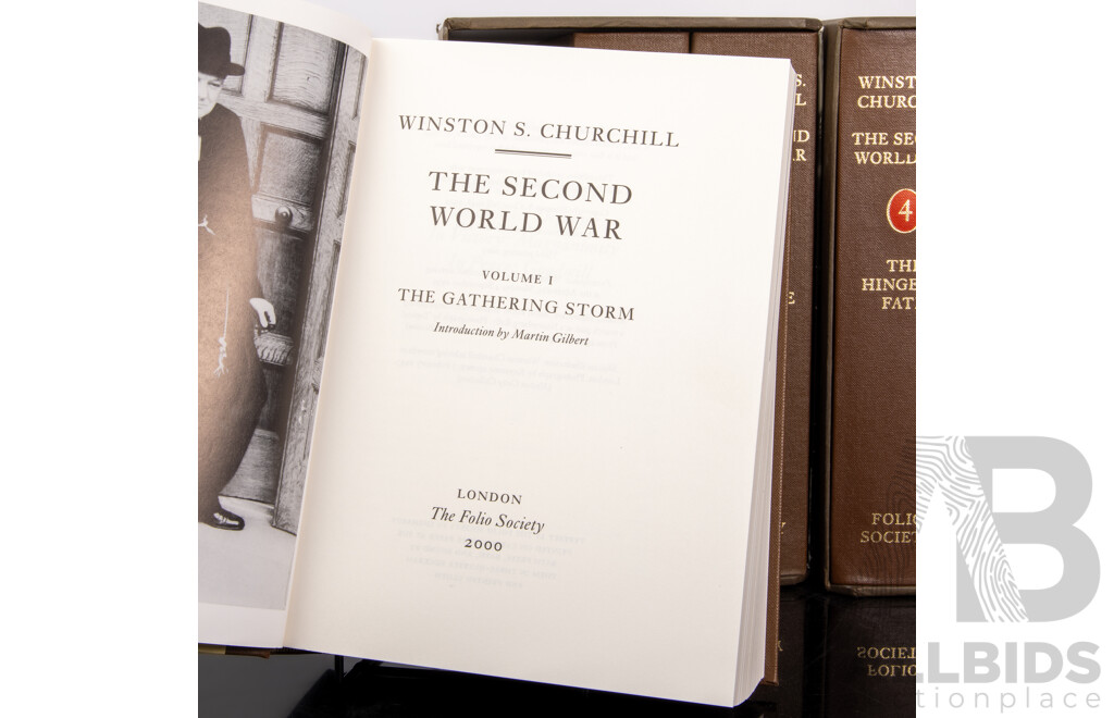 Complete Six Volume Set, The Second World War, Sir Winston S Churchill, Folio Society, 2000, Hardcovers in Two Slip Cases