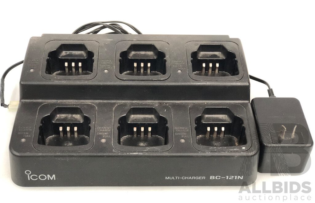 4 X Icom IC-F4023S  2-Way Radios and Desktop Charging Station