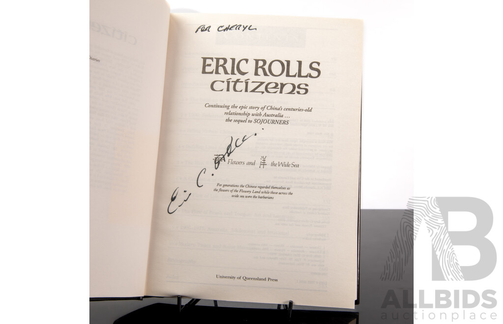 First Edition, Eric Rolls, Flowers and the Wide Sea, UQP, 1992, Two Volume Hardcover with Dust Jackets Set in Slip Case, Both Signed by the Author