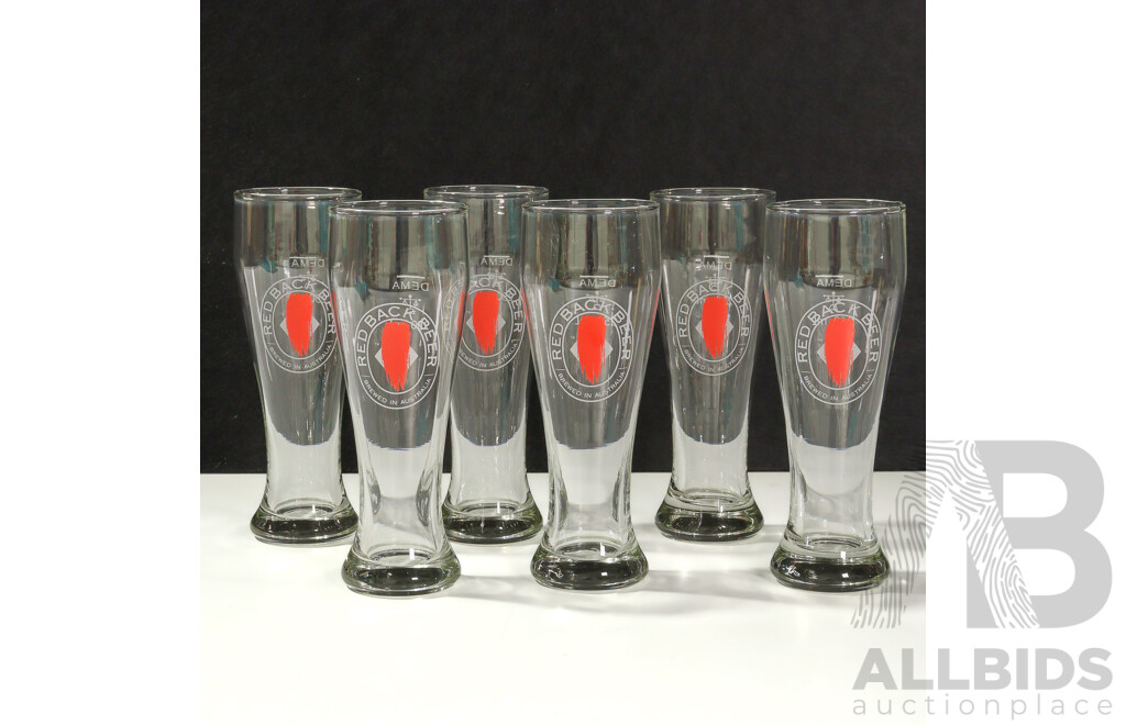 Set Six Red Back Beer 250ml Glasses
