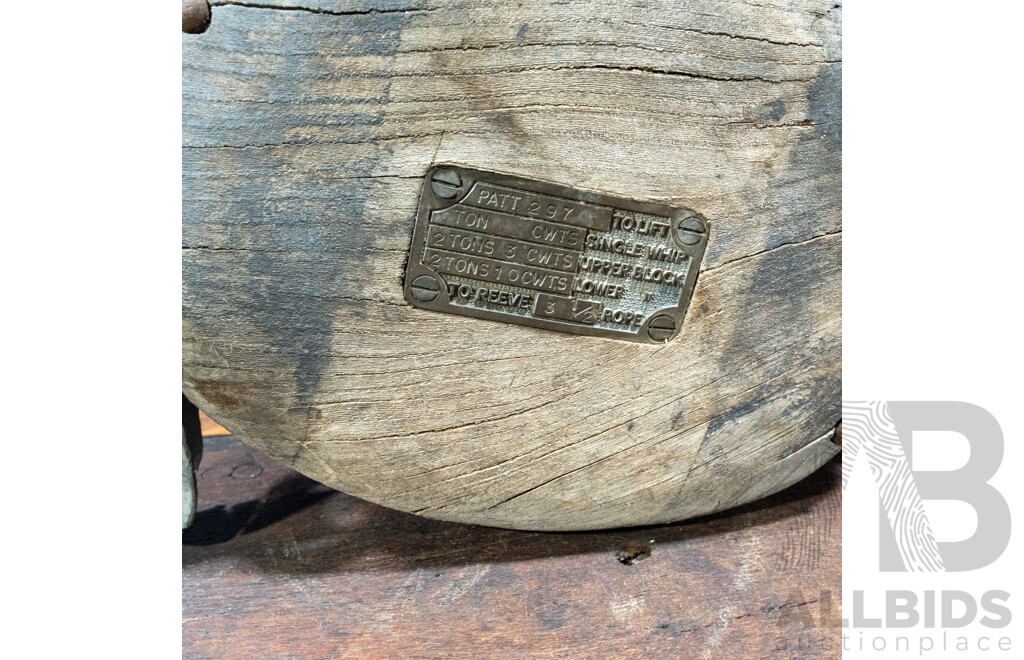 Vintage Timber Three Section Ships Pulley