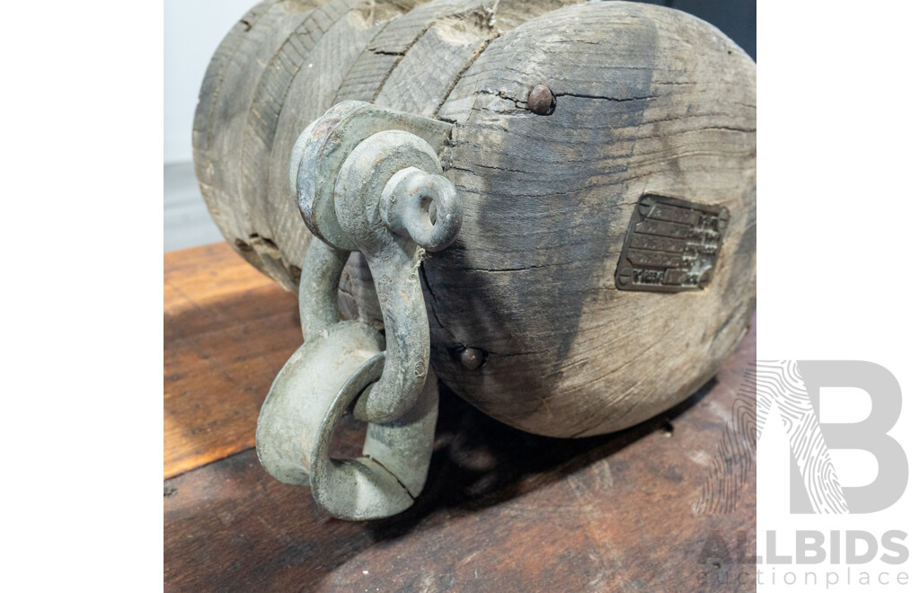 Vintage Timber Three Section Ships Pulley