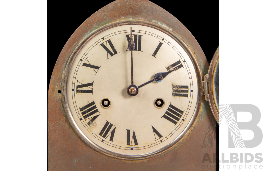 Art Deco Mantle Clock on Brass Housing