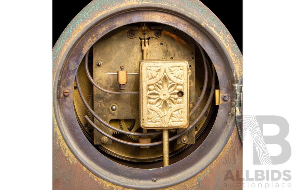 Art Deco Mantle Clock on Brass Housing