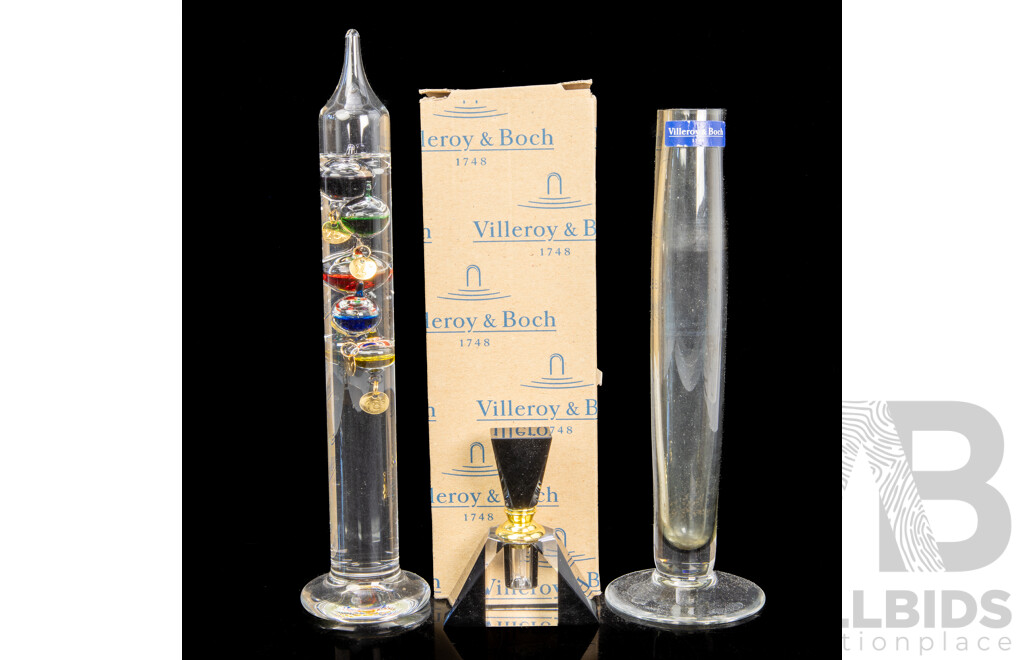 Villeroy & Boch Glass Vase in Original Box Glass Weather Predictor & Art Deco Style Perfume Bottle