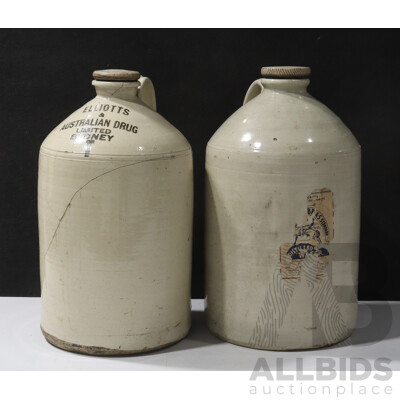 Two Large Vintage Australian Demi Johns with Stoppers