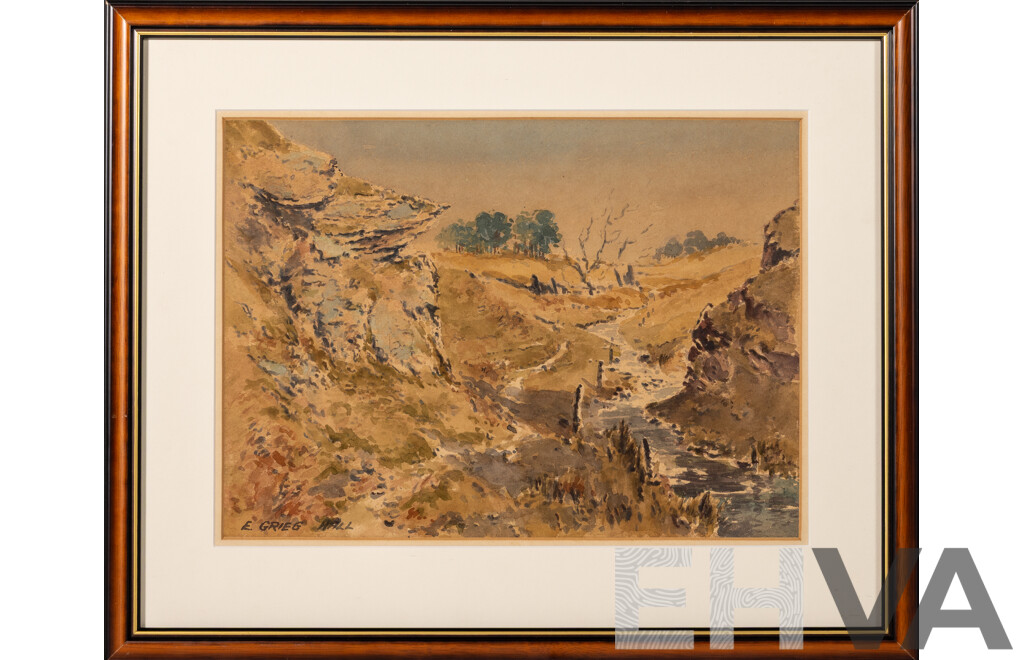 E. Grieg Hall, (20th Century, British, 1929-2017), Scottish Country Brook, Wonderful Original Vintage Watercolour, 44 x 54 cm (frame)