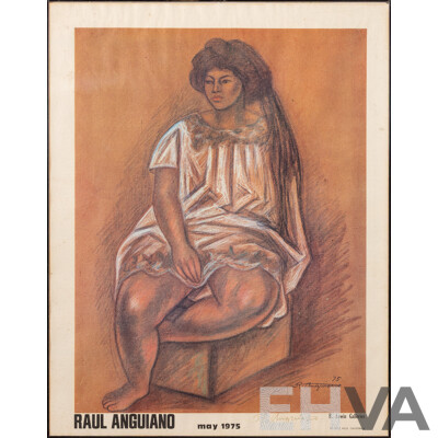 Raul Anguiano, (20th Century, Mexican, 1915-2006), Study of a Girl, Signed Poster for May 1975 Exhibition of Artist's Work, B. Lewin Galleries, Beverly Hills, California, 58 x 45 cm (frame)