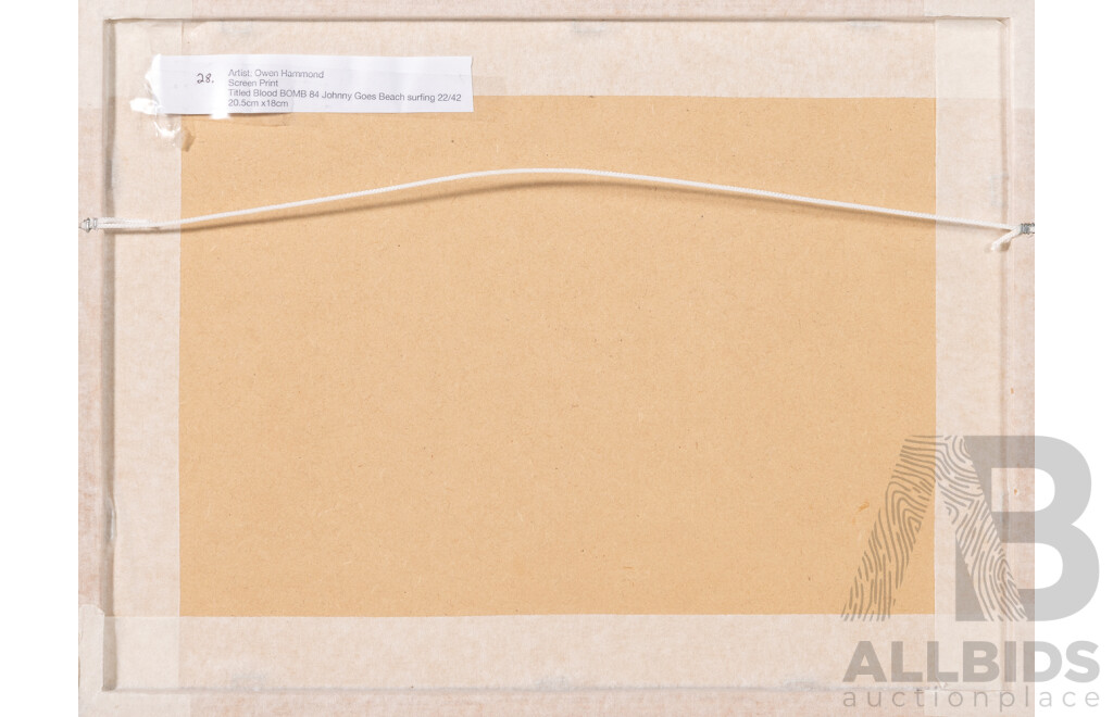 Owen Hammond, (20th Century, Australian), Blonde Bomb Johnny Goes Beach Surfing (1984), Wonderful Signed and Editioned Original Screen-print, 31 x 41 cm (frame)