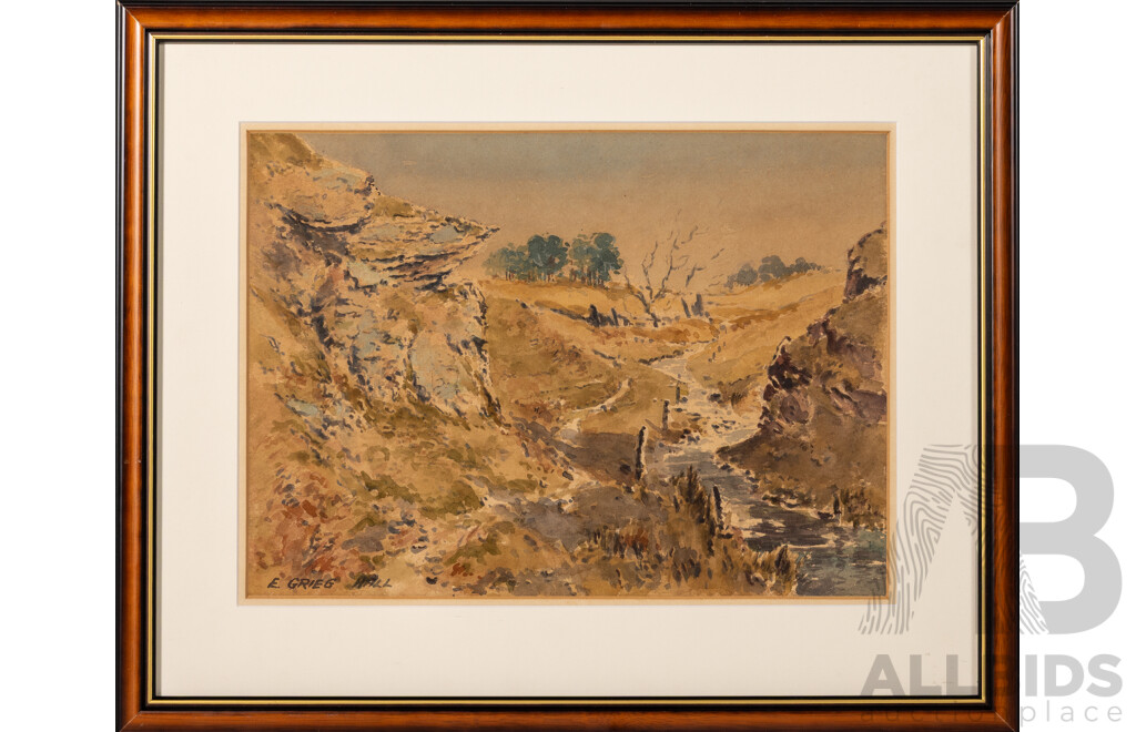 E. Grieg Hall, (20th Century, British, 1929-2017), Scottish Country Brook, Wonderful Original Vintage Watercolour, 44 x 54 cm (frame)
