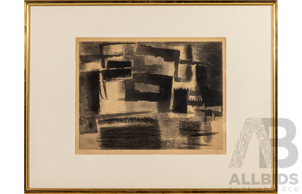 Felicia Pacanowska, (20th Century, Polish, 1907-2002), Untitled Abstract Composition, Original Limited Edition Signed Etching, 53 x 59 cm