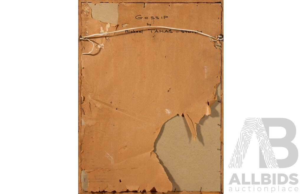 Michael Tamas-Stomm, (20th Century, C1970s), Gossip (1972), Great Original Vintage Watercolour, 50 x 37 cm (frame)