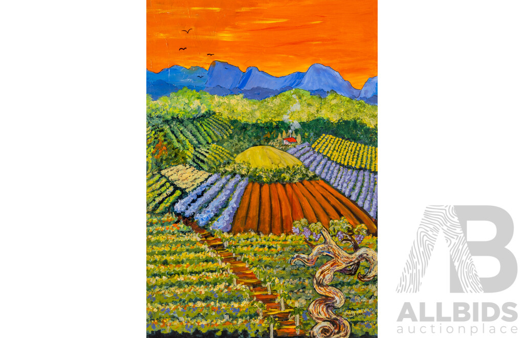 Diane Alder, (20th Century, Australian), Grapes Galore, Original Acrylic on Canvas, 82 x 56 cm
