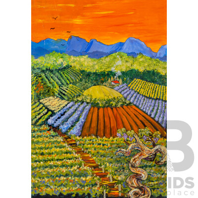 Diane Alder, (20th Century, Australian), Grapes Galore, Original Acrylic on Canvas, 82 x 56 cm