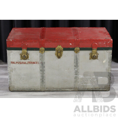 Vintage Pressed Tin Travel Trunk
