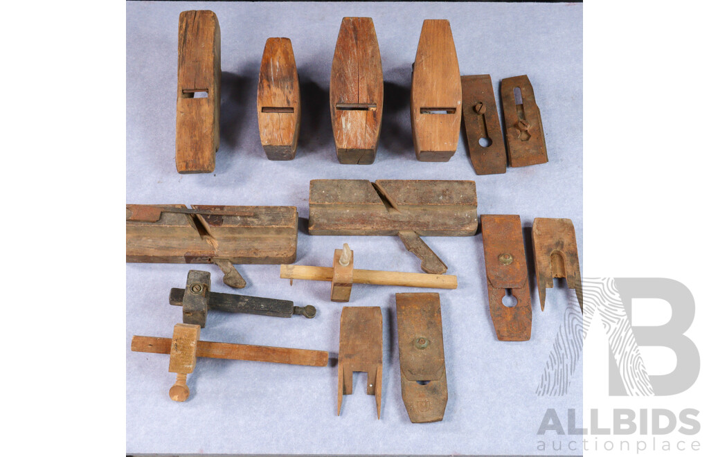 Collection of Vintage Timber Hand Tools Inc Planes and Marking Gauges