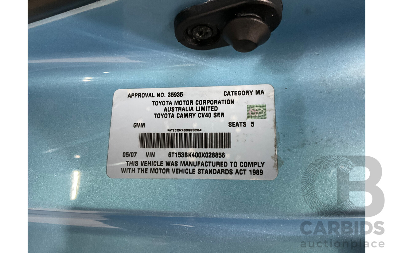 5/2007 Toyota Camry Altise ACV40R 4d Sedan Carribean Blue Metallic 2.4L