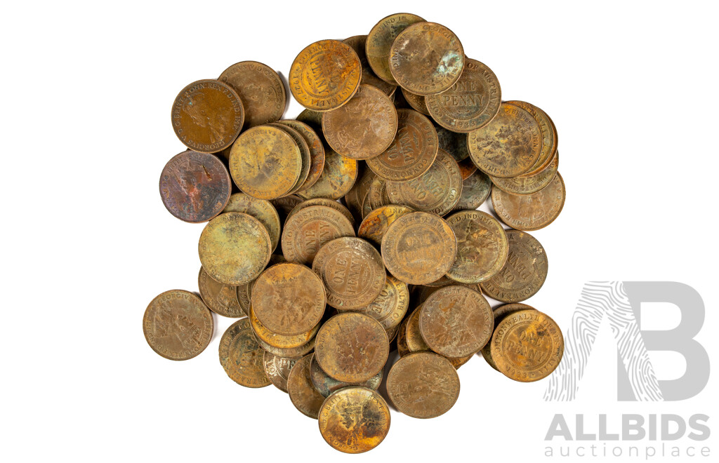 Collection of Australian KGV Pennies, Examples Spanning 1912 to 1936