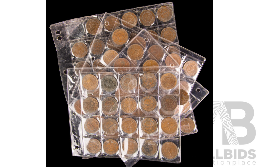 Collection of Australian KGV, KGVI, QE2 Pennies, Examples Spanning 1912 to 1964