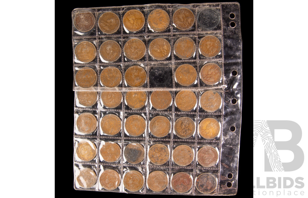 Collection of Australian KGV, KGVI, QE2 Pennies, Examples Spanning 1912 to 1964