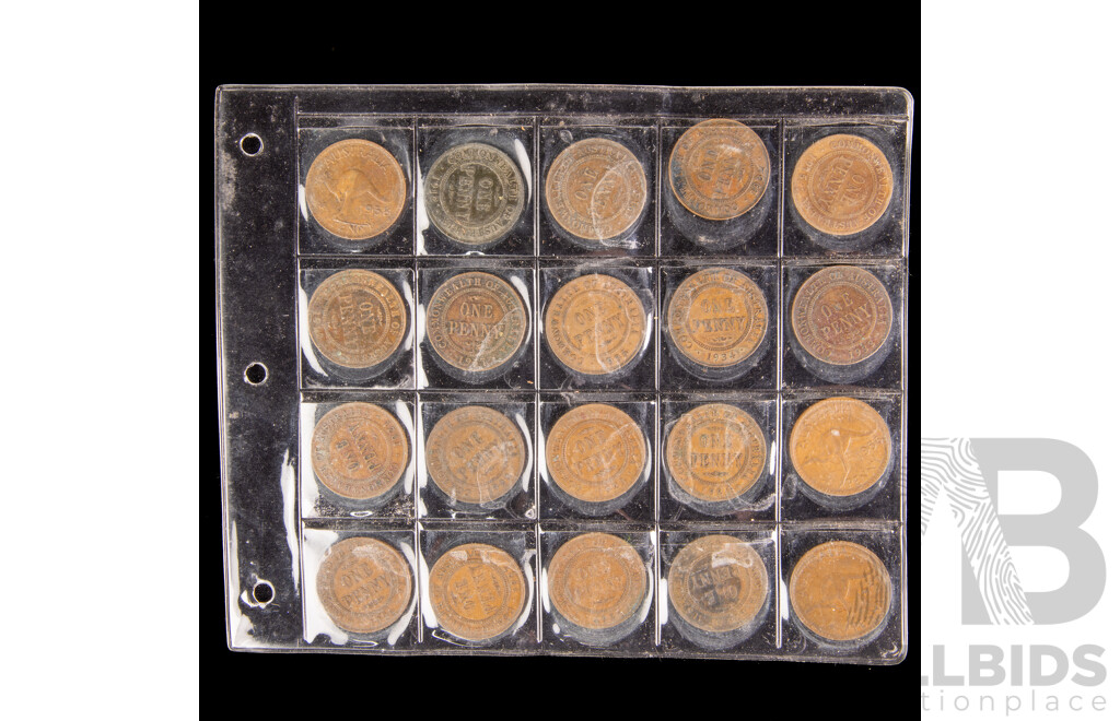Collection of Australian KGV, KGVI, QE2 Pennies, Examples Spanning 1912 to 1964