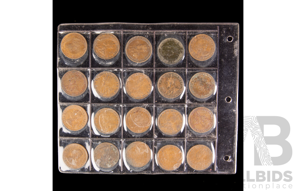 Collection of Australian KGV, KGVI, QE2 Pennies, Examples Spanning 1912 to 1964
