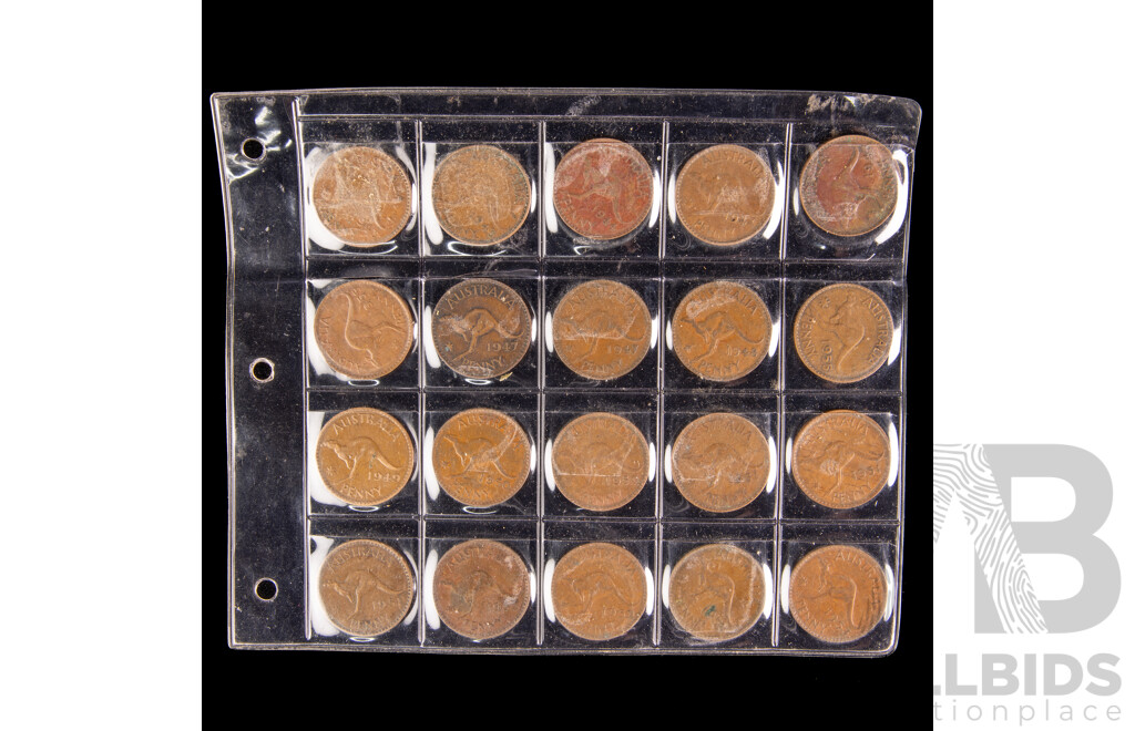 Collection of Australian KGV, KGVI, QE2 Pennies, Examples Spanning 1912 to 1964