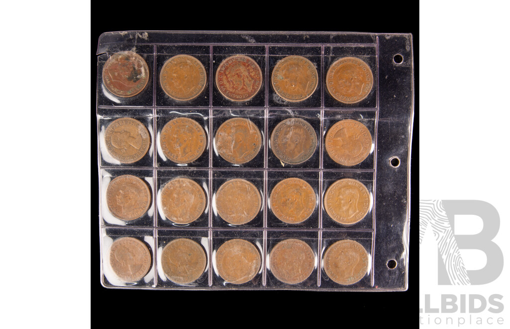 Collection of Australian KGV, KGVI, QE2 Pennies, Examples Spanning 1912 to 1964