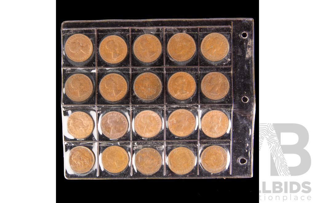 Collection of Australian KGV, KGVI, QE2 Pennies, Examples Spanning 1912 to 1964