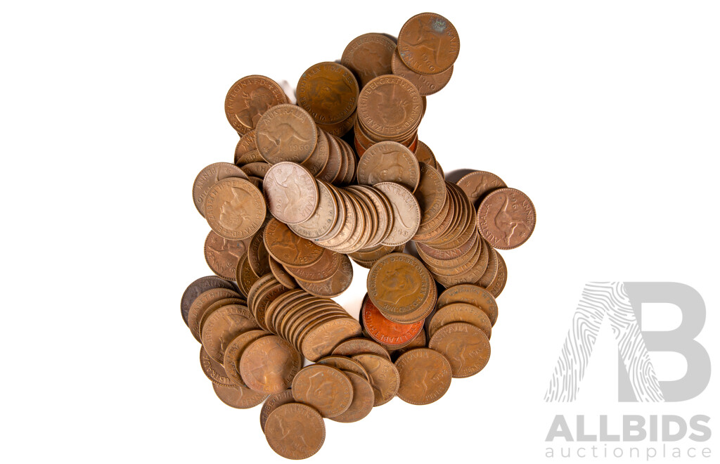 Collection of Australian KGVI and QE2 Pennies, Examples Spanning 1939 to 1964