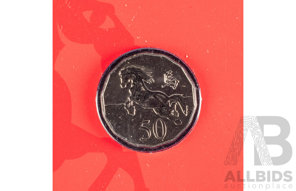 Australian RAM 2024 Two One Dollar Set, Year of the Dragon and 2014 Fifty Cent, Year of the Horse