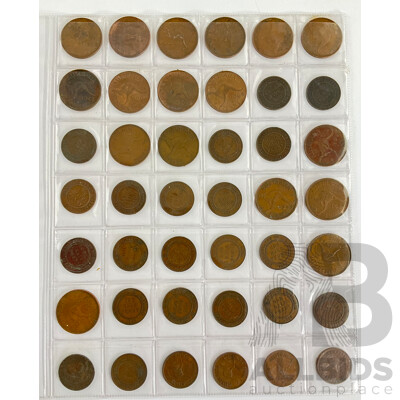 Collection of Australian KGV/KGVI/QE2  Pennies and Half Pennies, Examples Spanning 1911 to 1964 - 42 Coins