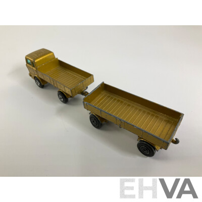 Vintage Matchbox Superfast No. 40 Bedford Horse Box and Box with Matchbox Superfast No. 1 Mercedes Truck with Trailer