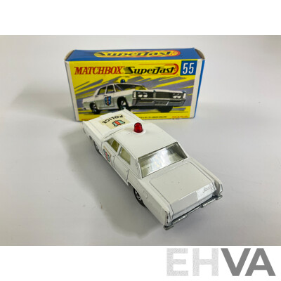 Vintage Diecast Matchbox Superfast No. 55 Mercury Park Lane Police Car, with Original Box