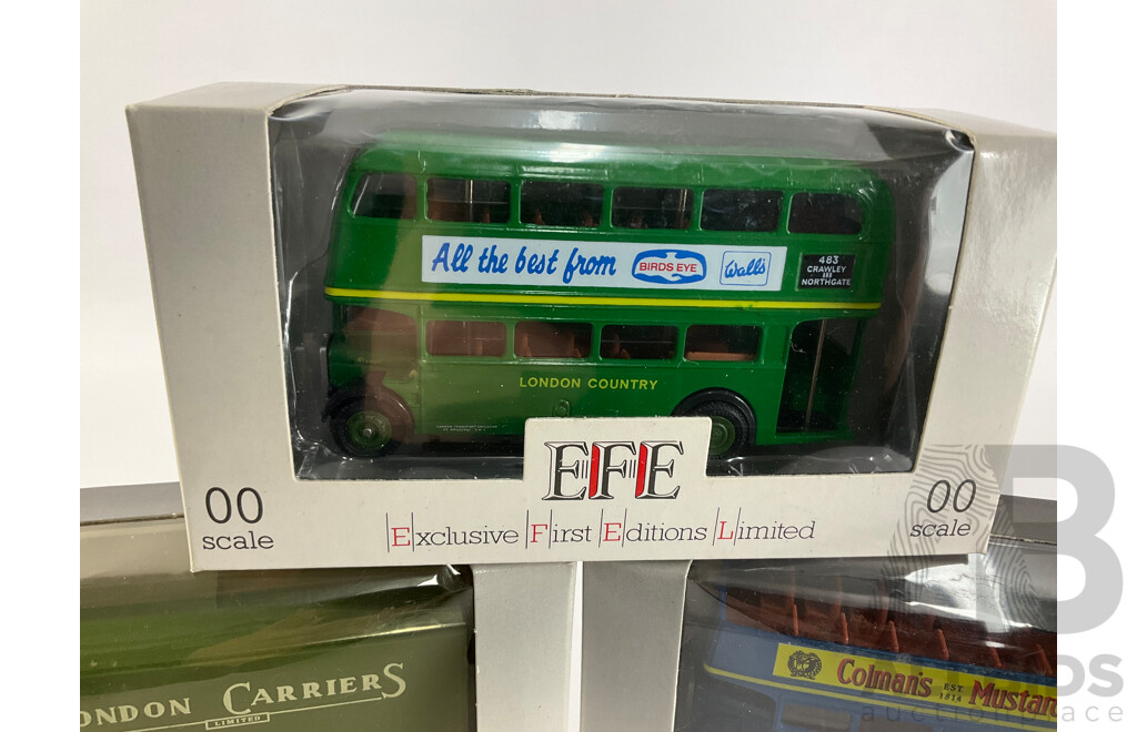 Four EFE OO Scale Trucks and Bus Including Croft & Co, Pickfords, London Carriers