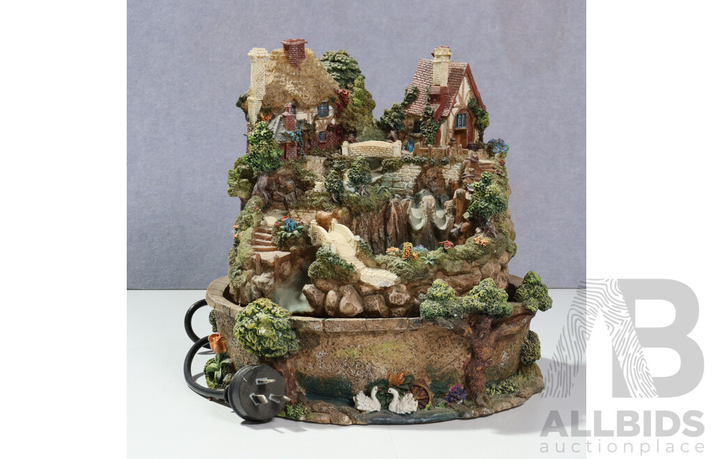 Water Fountain Featuring Cottages, Plastic