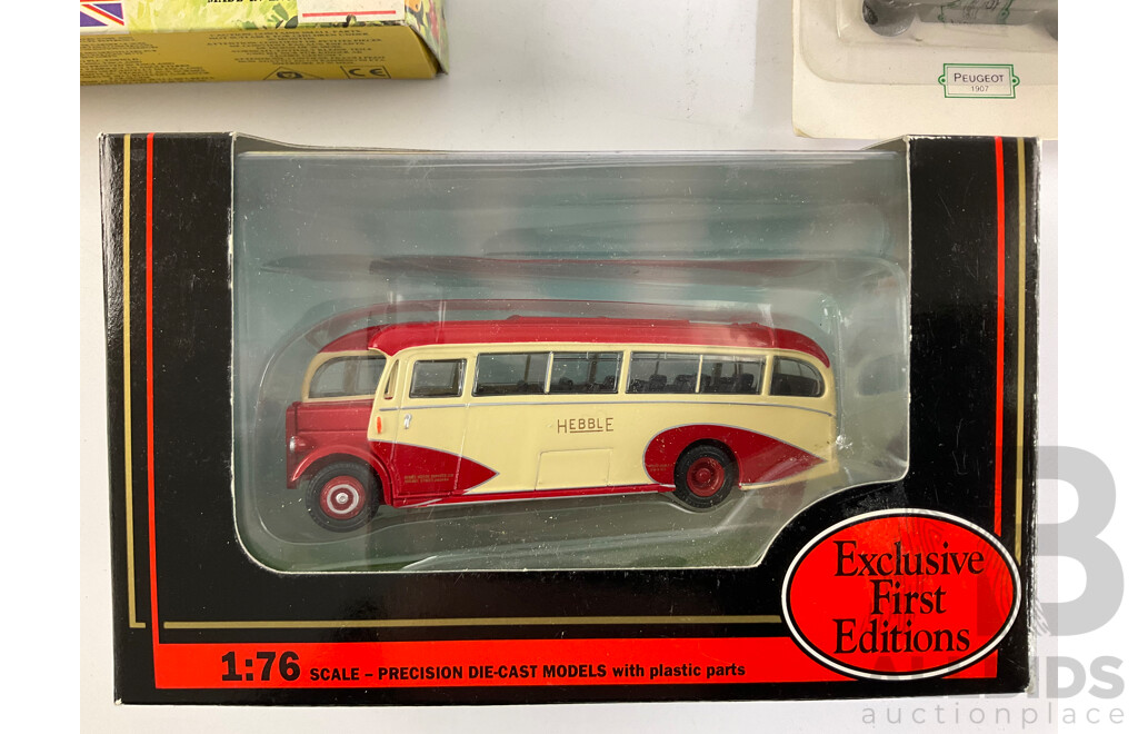 Exclusive First Editions Diecast  Leyland PS1 Tiger Windover Bus, Darling Buds of May Dairy Truck, Readers Digest Classic Cars