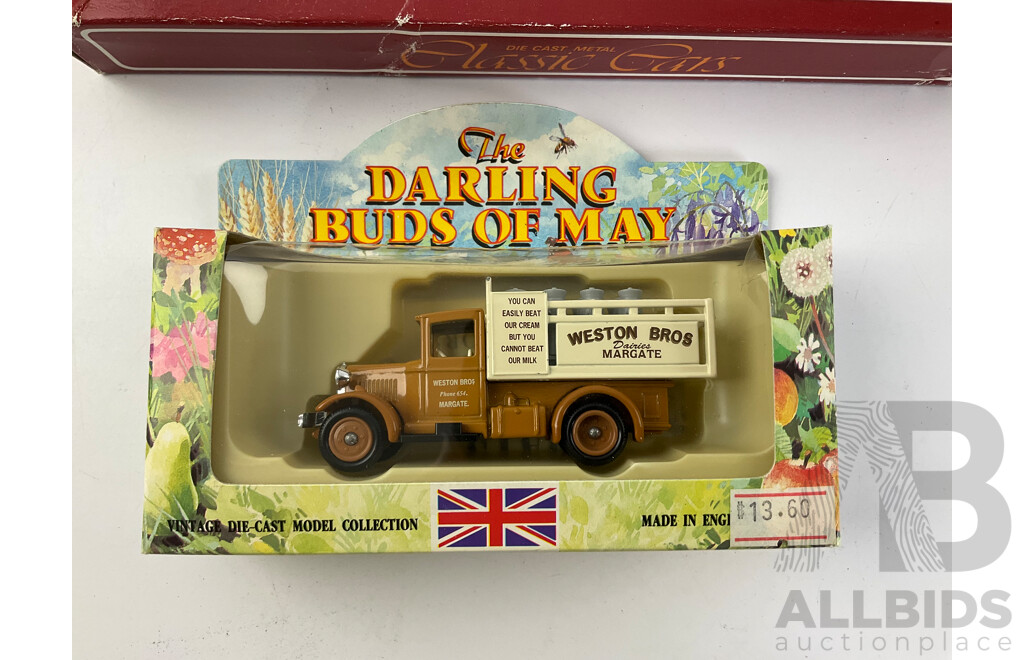 Exclusive First Editions Diecast  Leyland PS1 Tiger Windover Bus, Darling Buds of May Dairy Truck, Readers Digest Classic Cars