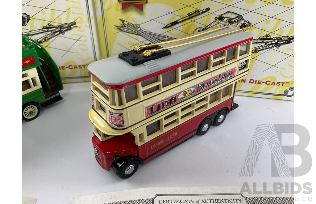 Matchbox 'Models of Yesteryear' Diecast 1922 AEC Omnibus Dublin Eire YET05-M and 1931 Diddler Trolley Bus YET03-M