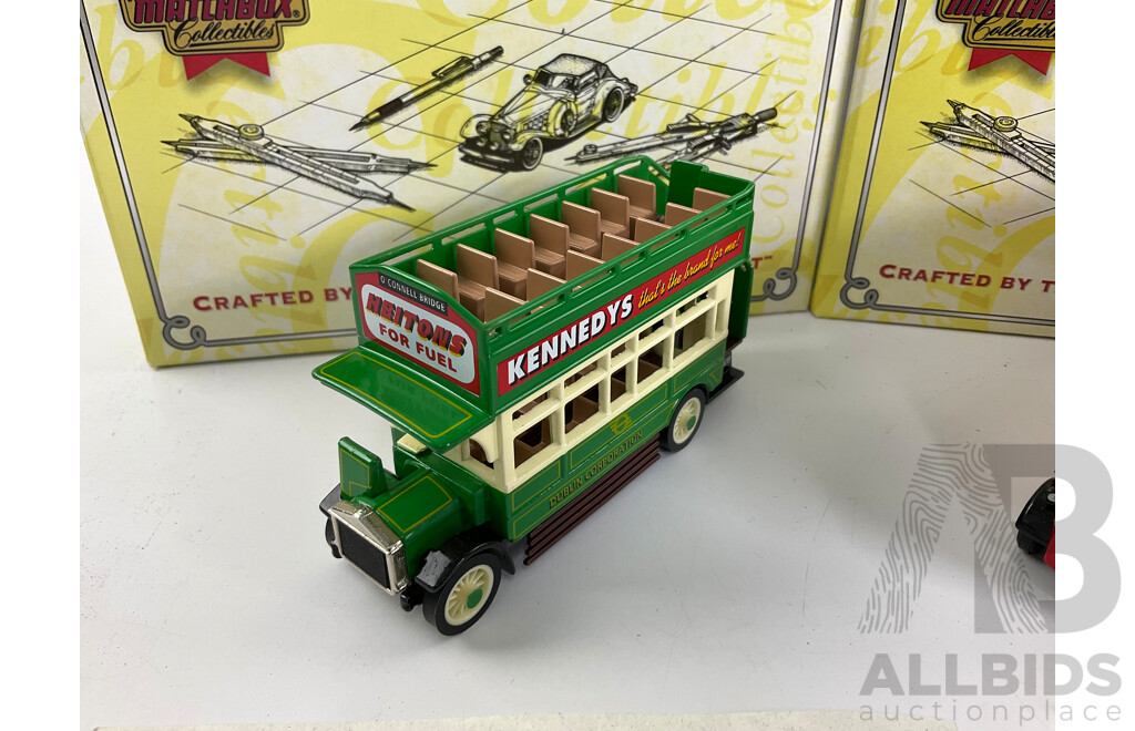 Matchbox 'Models of Yesteryear' Diecast 1922 AEC Omnibus Dublin Eire YET05-M and 1931 Diddler Trolley Bus YET03-M