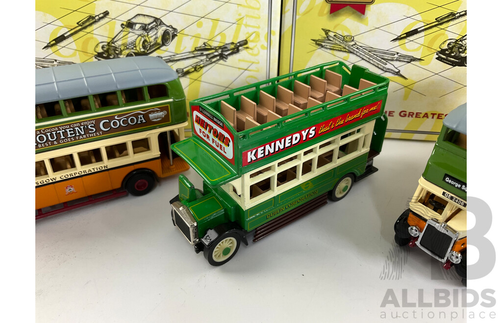 Matchbox 'Models of Yesteryear' Diecast 1922 AEC Omnibus Dublin Eire YET05-M and Two 1930 Leyland Titan Glasgow, Scotland YET02-M