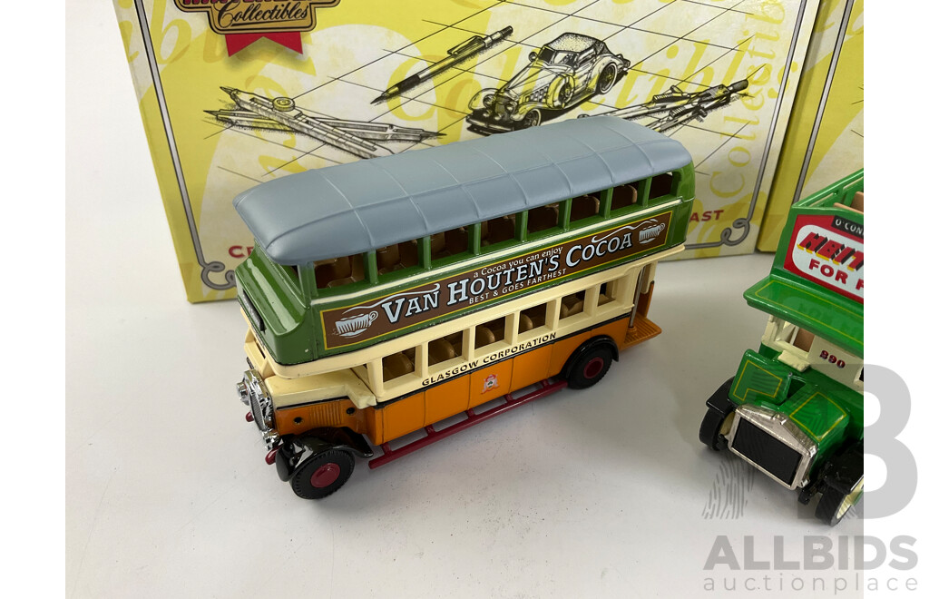 Matchbox 'Models of Yesteryear' Diecast 1922 AEC Omnibus Dublin Eire YET05-M and Two 1930 Leyland Titan Glasgow, Scotland YET02-M