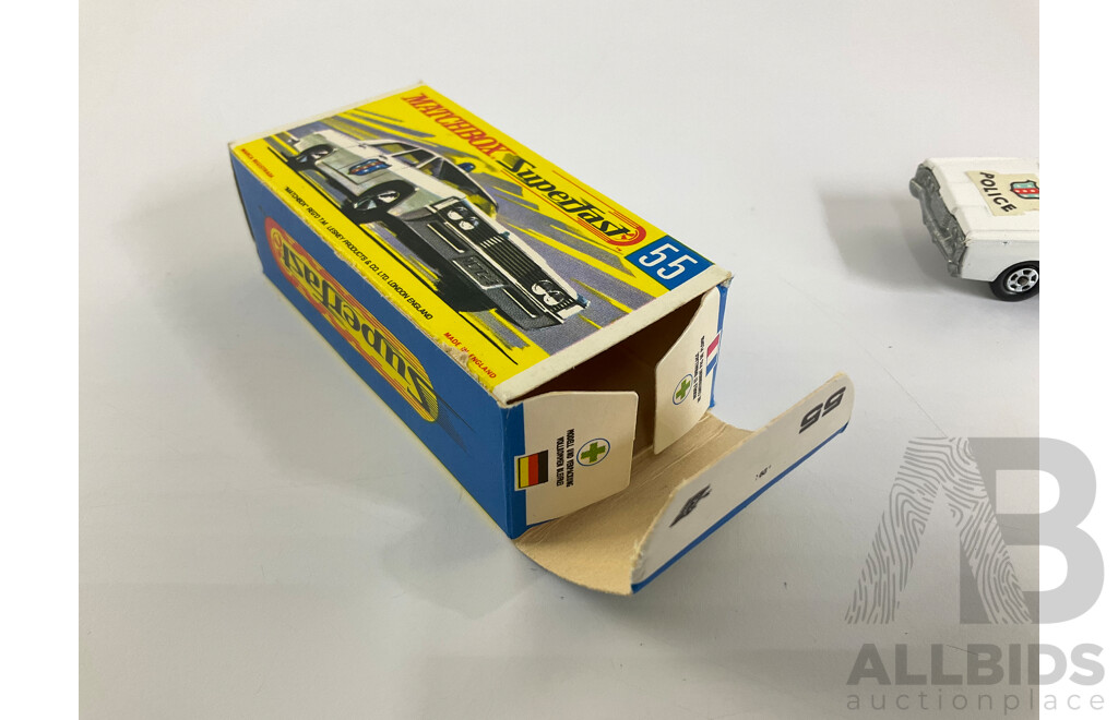 Vintage Diecast Matchbox Superfast No. 55 Mercury Park Lane Police Car, with Original Box