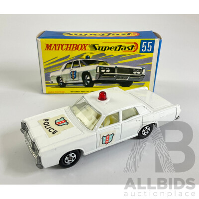 Vintage Diecast Matchbox Superfast No. 55 Mercury Park Lane Police Car, with Original Box